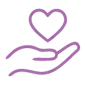 Hand holding a heart icon representing attentive care and ongoing support