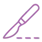 Scalpel and surgical incision line icon representing minimally invasive and open surgery expertise