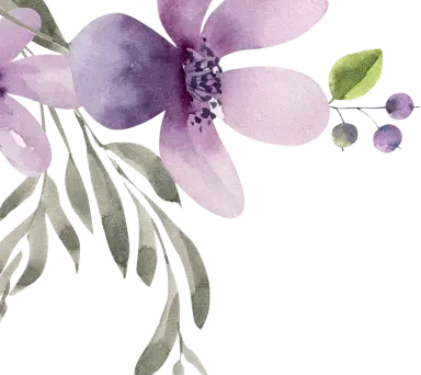 Soft purple watercolor leaf branch illustration