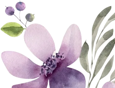 Soft purple watercolor leaf branch illustration