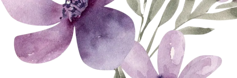 Soft purple watercolor leaf branch illustration